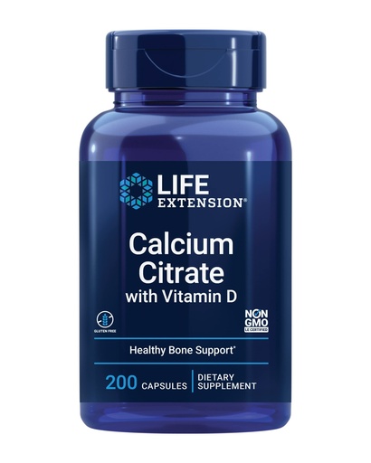 [BRSWGED5OIHQKGY3] Life Extension Calcium Citrate with Vitamin D, Super-absorbable Calcium to Support Optimal Bone Health, Gluten-Free, Non-GMO, 200 Capsules