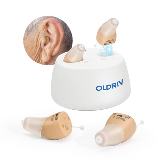 [BRSRAHQOAEIWC2A4] Rechargeable Hearing Aids for Adults Seniors, 1 Pair Completely-in-Canal (CIC) Hearing Aids for Adults Seniors Rechargeable OTC Hearing Aids Beige
