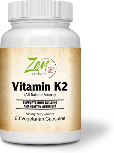 [BRSWY2Y5DEIQOC3J] Zen Supplements - Vitamin K2 45Mcg MenaquinGold® Natural Vitamin MK-7 - Provides Cardiovascular Support & Bone Health Support 60-Vegcaps