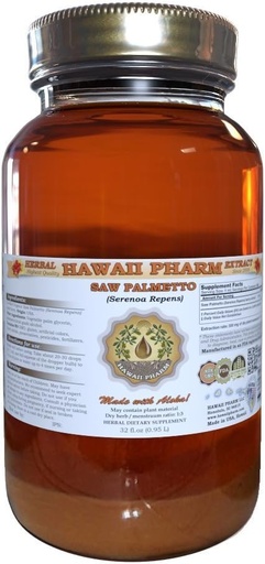 [BRSWIGIFAQCAY33A] HawaiiPharm Saw Palmetto Liquid Extract, Organic Saw Palmetto (Serenoa Repens) Tincture, Herbal Supplement, Made in USA, 32 fl.oz