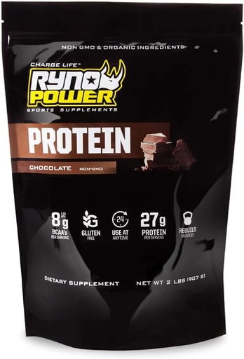 [BRSWIHIKOF4RQHTY] Ryno Power All Natural Whey Protein 2lb (20 zerbitzatu) 'Chocolate' - 100% Whey Protein Blend & No Fillers - Ez GMO