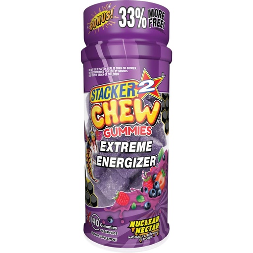 [BRSROHDYBMNQAA3A] Stacker2 Chew: Extreme Energy - 40 Gummies Bottle