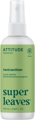 [BRSW2Y37BEAQYYLP] ATTITUDE Hand Sanitizer Spray, EWG Verified, Kills Germs & Bacteria, Vegan & Plant-Based, Safe for Adults & Kids, Olive Leaves Scent, 3.38 Fl Oz (Spray Bottle)