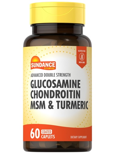 [BRSWICAPBQNRM3Y7] Sundance Glucosamine Chondroitin MSM and Turmeric | 60 Caplets | Double Strength | Non-GMO and Gluten Free Supplement