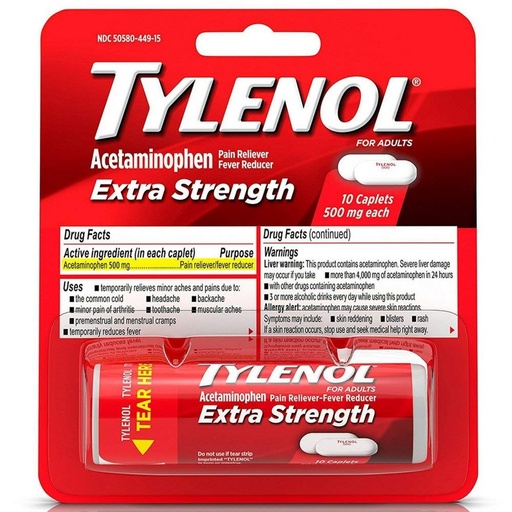 [BRSWKGYIBJ4Q4FTC] Tylenol Extra Strength Caplets 10 ea (Pack of 6)
