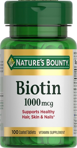 [BRSWIY3YOJ6AAFLA] Nature's Bounty Biotin, Supports Metabolism for Energy and Healthy Hair, Skin, and Nails, 1000 mcg, 100 Tablets