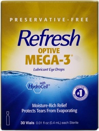 Refresh Optive Mega-3 Lubricant Single-Use Sterile Containers Eye Drops 30 ea (Pack of 3)