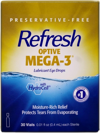 [BRSWGZQTCB7WKHTV] Refresh Optive Mega-3 Lubricant Single-Use Sterile Containers Eye Drops 30 ea (Pack of 3)