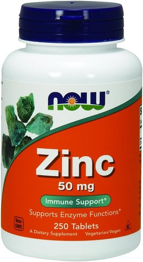 [BRSWIBQNAUOBKG32] NOW Zinc Gluconate, 50 mg, 250 Tablets
