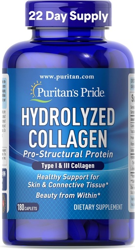 [BRSWI2YEBANAM3T2] Puritan's Pride Hydrolyzed Collagen 1000 mg - 180 caplets Συμπλήρωμα πρωτεΐνης