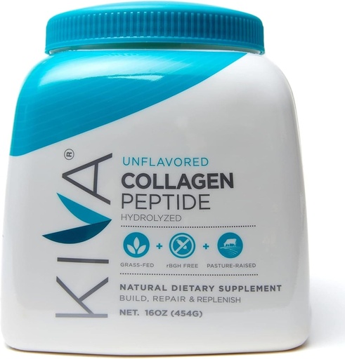 [BRSWKGD7CMMAIYI5] Kiva Collagen Peptide Powder | Grass-Fed | Pasture Raised | Hydrolyzed for Better Absorption | Non-GMO and Gluten Free - Unflavored - 16 oz