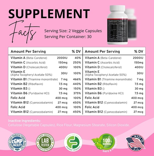 [BRSWGYY7BV5WE2A2] Stellar Labs Low FODMAP Vegan Women's Ultra Multi-Vitamin | Easy to Digest Daily Multivitamin Without Iron | Low Energy Supplement, Female Support | Easy to Swallow Veggie Capsules | 60 Count