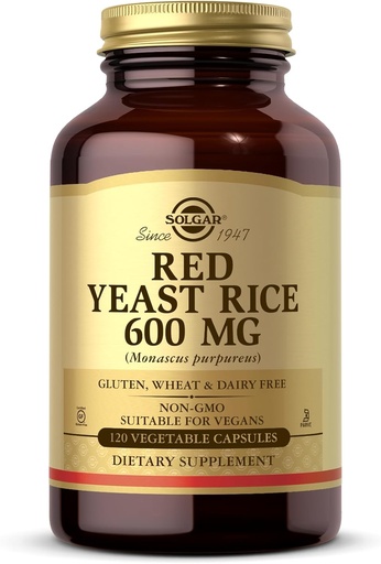 [BRSWIYQTPMJQ2FI7] Solgar Red Yeast Rice 600 mg - 120 Vegetable Capsules - Non-GMO, Vegan, Gluten & Dairy Free, Kosher - 60 Servings
