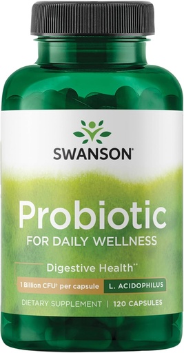 [BRSWGYYBCMCRUGTO] Swanson Probiotic - Digestive Health Supplement w/ 1 Billion CFU per Capsule - Natural Formula Supporting Bowel Regularity & Daily Wellness - (120 Capsules)
