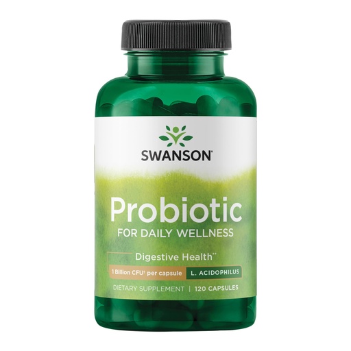 [BRSWGYYBCMCRUGTO] Swanson Probiotic - Digestive Health Supplement w/ 1 Billion CFU per Capsule - Natural Formula Supporting Bowel Regularity & Daily Wellness - (120 Capsules)