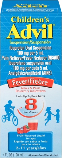 [BRSWIYTZCUCQ2232] Advil Pain Reliever e Fever Riduttore per bambini, Ibuprofene per bambini Liquid Pain Relief Medicine, Frutta - 4 Fl Oz