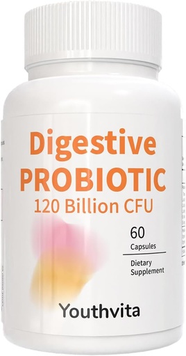[BRSRAGT6CAMR6FDF] Probiotics with Prebiotics, 120 Billion CFU, for Gut Health & Digestive Support, Probiotics for Women & Men, 60 Capsules