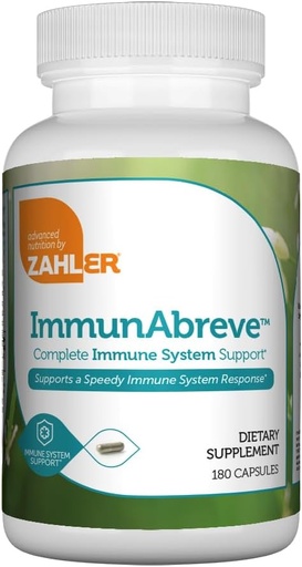 [BRSWIGQPCJ5AAETM] Zahler ImmunAbreve, Powerful Immune System Support, Contiene Vitamina C Pantothenic Acid Echinacea y Más, Certified Kosher (180 cápsulas)