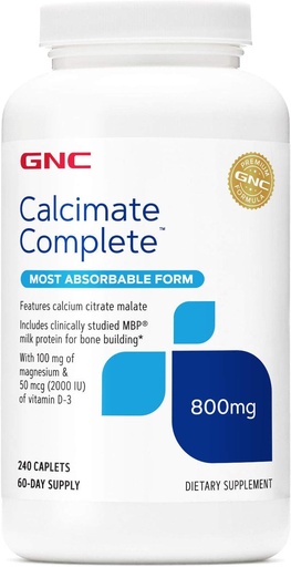[BRSWYZYOB4AR4DY7] GNC Calcium Osoa 800mg gehigarria, Hezur-dentsitatea onartzen du, Kaltzio Absorption hobetzen du, 60 zerbitzari