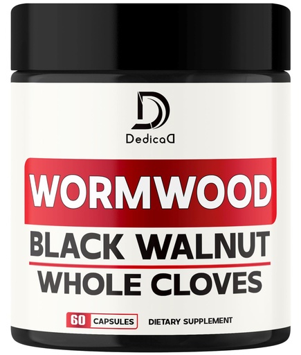 [BRSROAT5CQOQ22A6] DEDICAD 12in1 Wormwood Capsules Black Walnut Cloves, Ginger, Turmeric Curcumin & Black Pepper - Immune System - 60 Capsules