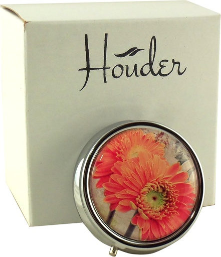 [BRSWKEAKAYHWCCQZ] Designer Pill Box by Houder - Dekorative Pill Case with Gift Box - Carry Your Meds in Style (Orange Daisy)