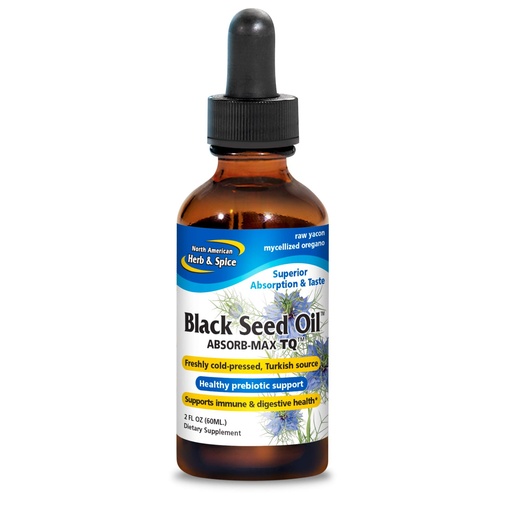 [BRSWGGAFOUHAOE3V] NORTH AMERICAN HERB & SPICE Black Seed Oil Absorb-Max TQ - 2 fl. oz. - Sublingual Mycellized Drops - Immune Support & Digestive Health - Oil of Oregano - Non-GMO - 52 Total Servings