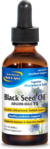 [BRSWGGAFOUHAOE3V] NORTH AMERICAN HERB & SPICE Black Seed Oil Absorb-Max TQ - 2 fl. oz. - Sublingual Mycellized Drops - Immune Support & Digestive Health - Oil of Oregano - Non-GMO - 52 Total Servings