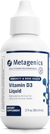 [BRSWIEILO4ABWGA3] Metagenics Vitamin D3 Liquid Supplement - High Absorbency & Easy to Swallow Liquid Vitamin D3 for Bone Health & Immune Support* - Suitable for Kids - 2 fl oz - 2,275 Servings