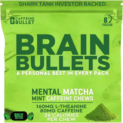 [BRSRAGA6OUJRAALZ] 80mg Caffeine & 160mg L-Theanine Focus Enhancing Energy Chews (40 Servings) – Neuroscience Backed Nootropic Stack, Mental Acuity & Cognitive Support | Mint Matcha Flavor Brain Bullet