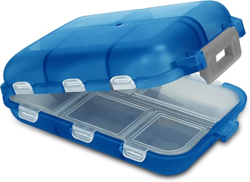 [BRSRAFITDJ5WK33U] Boîte à pilules de voyage Pill Case compact portable avec 10 compartiments Pill Case pour la purse, Pocket Durable Daily Pill Organizer pour les vitamines, suppléments, médecine (bleu)