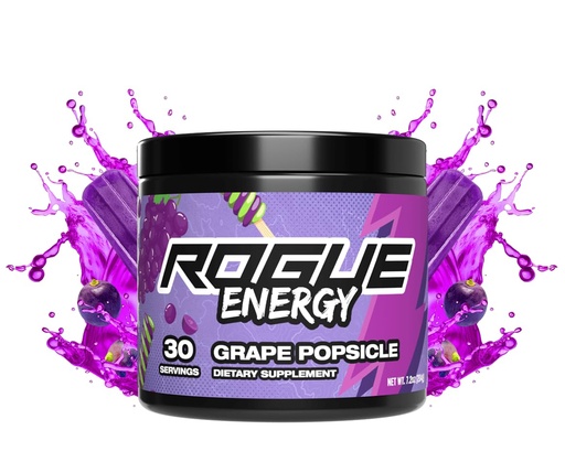 [BRSW2CY2CRYAG2TP] Rogue Energy Drink Powder for Long Gaming Hours - Gaming Energy Powder for Mental Focus - Sugar & Gluten Free - Gaming Supplement with Caffeine & Vitamins - Made in USA (Grape Popsicle - 30 Servings)