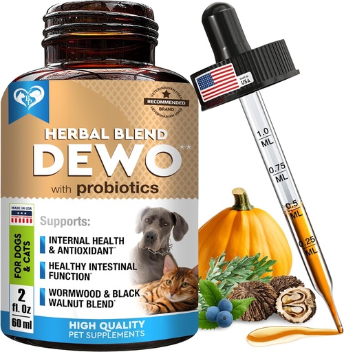 [BRSRMFQHB4NWY2D7] Natural Intestinal Defense for Dogs & Cats – Herbal Cleanse with Wormwood, Black Walnut & Probiotic – Promotes Healthy Gut & Flora Balance – Advanced Broad Spectrum Formula – Made in USA