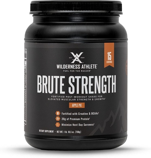 [BRSW2CYPCQAQKH3F] Wilderness Athlete - Brute Strength BCAA Post Workout | BCAA Creatine Workout Powder - Premium Post Workout Recovery Drink | 15 Serving Tub (Apple Pie)