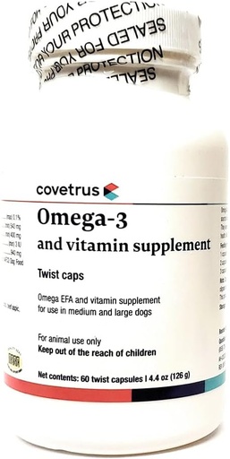 [BRSW2ZT6PMDREDLK] Omega-3 and Vitamin Supplement Twist Caps for Medium & Large Dogs 60ct