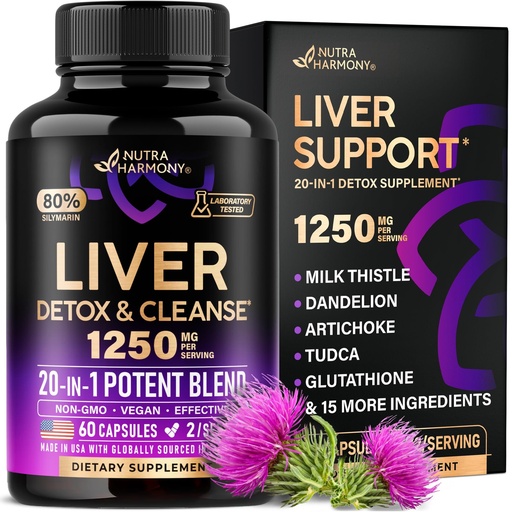 [BRSRAAIDBNYQKADO] Liver Cleanse Detox & Repair - Milk Thistle | Dandelion | Artichoke | TUDCA | Glutathione & NAC - Effective Liver Health Supplement | 80% Silymarin - Laboratory Tested, Vegan - Made in USA 60 Capsules