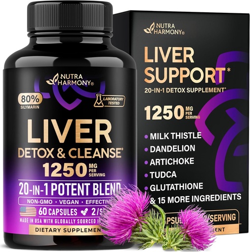 [BRSRAAIDBNYQKADO] Liver Cleanse Detox & Repair - Milk Thistle | Dandelion | Artichoke | TUDCA | Glutathione & NAC - Effective Liver Health Supplement | 80% Silymarin - Laboratory Tested, Vegan - Made in USA 60 Capsules