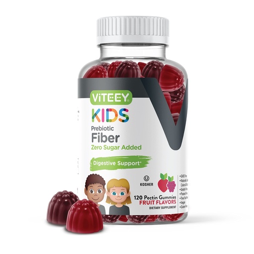[BRSW2GANAQOWO2Q3] Viteey Prebiotic Kids Fiber for Constipation Relief, Digestive Health Regularity Support, Natural Weight Support - Fiber 4g, Zero Sugar Added, Vegan, Gluten Free - Tasty Chewable Fruit Flavored Gummy