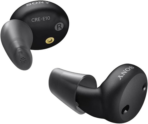 [BRSRMCQTO4MAMGQ2] Sony CRE-E10 Self-Fitting OTC Hearing Aids for Mild to Moderate Hearing Loss, Prescription-Grade Sound Quality, Comfortable Earbud Design, Bluetooth Enabled for iOS, and Rechargeable Battery, Black