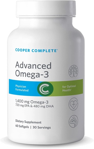 [BRSWKGY6OAARAAA7] Cooper Complete - Advanced Omega 3 - Fish Oil Supplement, Concentrated EPA + DHA Omega-3 Fatty Acids 1400 mg - 60 Softgels per Bottle. Pack of 3
