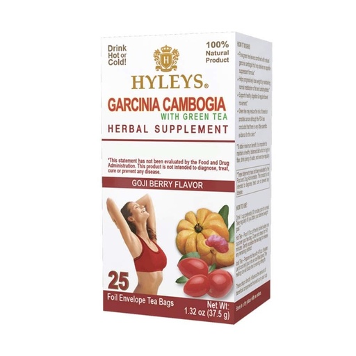 [BRSWYZAKAAPBYFL2] HYLEYS Tea Garcinia Cambogia Green Tea with Goji Berry Flavor - 25 Tea Bags