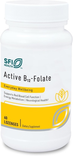 [BRSWIAQADIBA4ADC] Klaire Labs SFI Health Active B12 - Folate gehigarria - Lotzenge disolbagarria Methyl Folate eta B12 bitaminarekin - Oso absortzagarria - Laguntza Osasuntsua, Energia eta Kognizioa (60 Count)