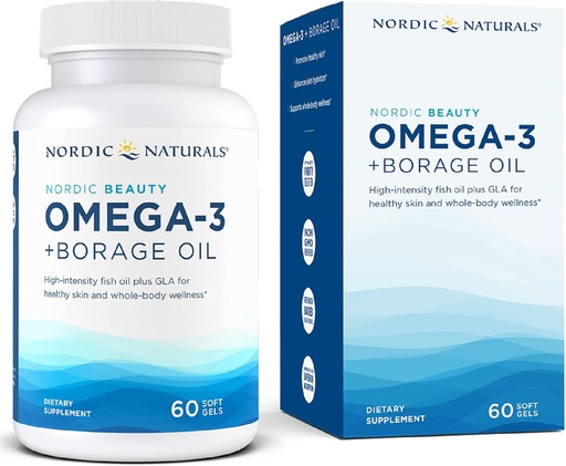 [BRSW2ZIPAAMBEEQZ] Nordic Naturals Nordic Beauty Omega-3 + Borage Oil, Natural Lemon-Flavored - 60 Soft Gels - Fish Oil Supplement for Skin Health and Hydration - Non-GMO - 30 Servings