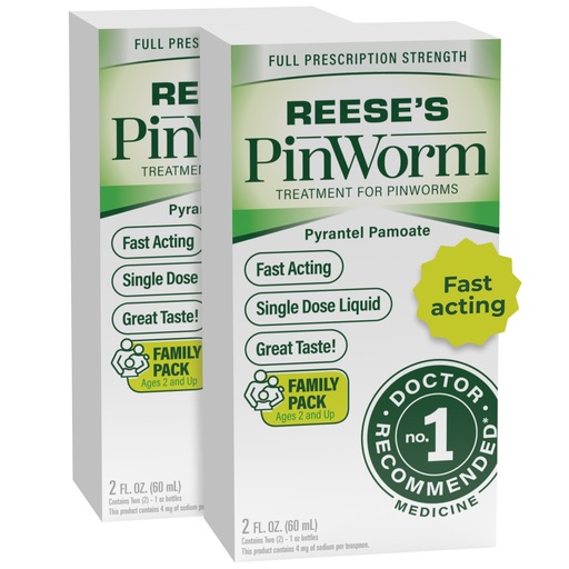 [BRSWKZ33AYIB6G3E] Reese's Pinworm Medicine Liquid for Entire Family, Full Prescription Strength, 2 Oz, Pack of 2, #1 Doctor Recommended Single Dose Pyrantel Pamoate Dewormer for Adults & Kids Ages 2+, Banana Flavor