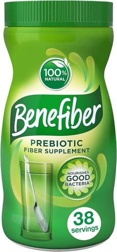 [BRSWECQCCQNGEHLV] Benefiber Daily Prebiotic Dietary Fiber Supplement Powder for Digestive Health, 100% Natural, Clear and Taste-Free, 38 servings / 5.4 ounces