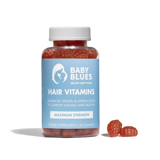 [BRSWYHQKDEJQE2Y6] Baby Blues Postpartum Hair Loss Vitamins - Passion Fruit Gummies with Biotin, Collagen, & Folate