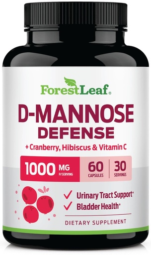 [BRSWYCDRB57GMYL7] D Mannose 1000mg Capsules - D-Mannose with Cranberry, Hibiscus & VIT C, Urinary Tract Health for Women and Men, Organic DMannose Pills for UTI, Urinary Health & Bladder Support 60 Capsules