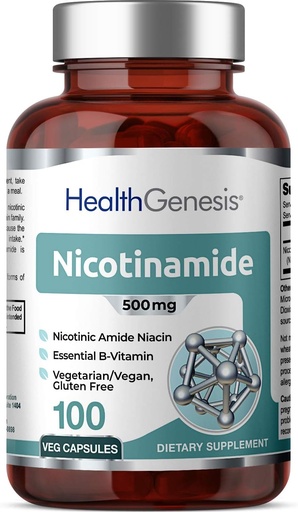 [BRSWKH33AAEGC3YZ] B-3 Nikotinamidas 500 mg 100 Vcades - Nikotinas Amide Niacinas Natūralus flušas Vitamino formulė - Palaiko odos ląstelių sveikatą