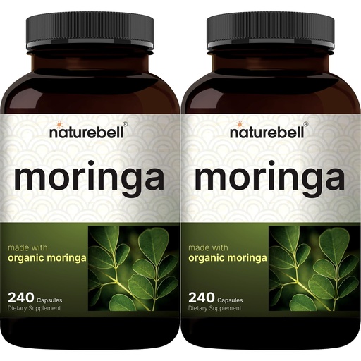 [BRSRAFATBUHRSADJ] NatureBell Pure Moringa Capsules 2 Pack | Made with Organic Moringa Extract, 480 Capsules – Green Superfood, Skin Health, & Immune Support – Non-GMO, Gluten Free, 8 Month Supply*