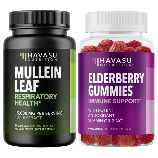 [BRSRAFAYBYCW2YAU] Elderberry Gummies + Mullein Leaf Capsules Immune Support Bundle