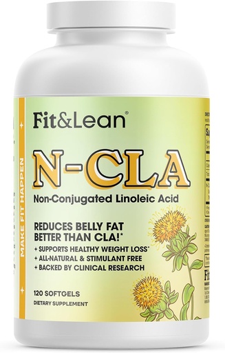 [BRSRMGQNCUAWGCTP] Fit & Lean N-CLA, Weight Loss Supplement, Reduces Belly Fat Better Than CLA, Boost Metabolism, Supports Lean Muscle, Stimulant Free, Non Conjugated Linoleic Acid, 120 Servings (Packaging May Vary)